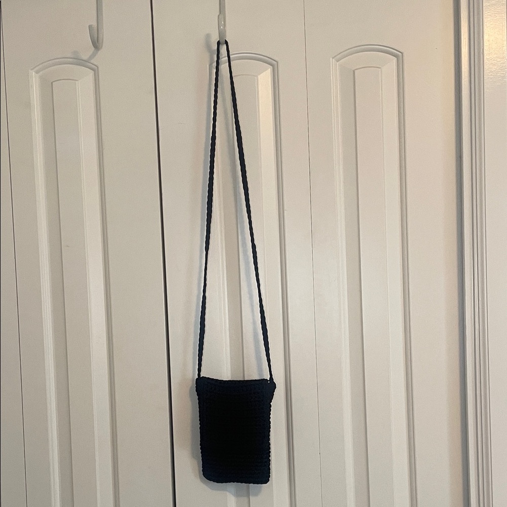 Chic Black Crochet Crossbody Bag NWOT